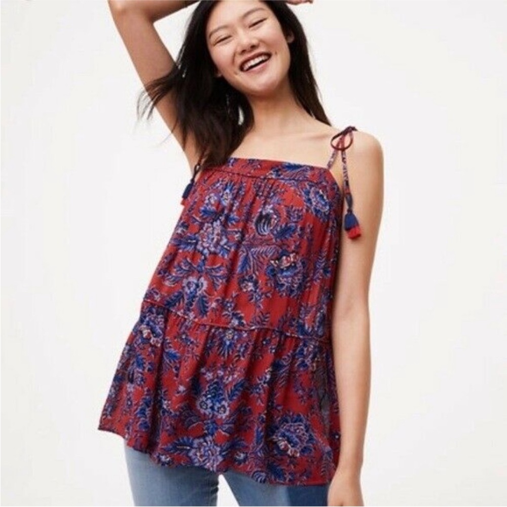 Loft floral tassel tank